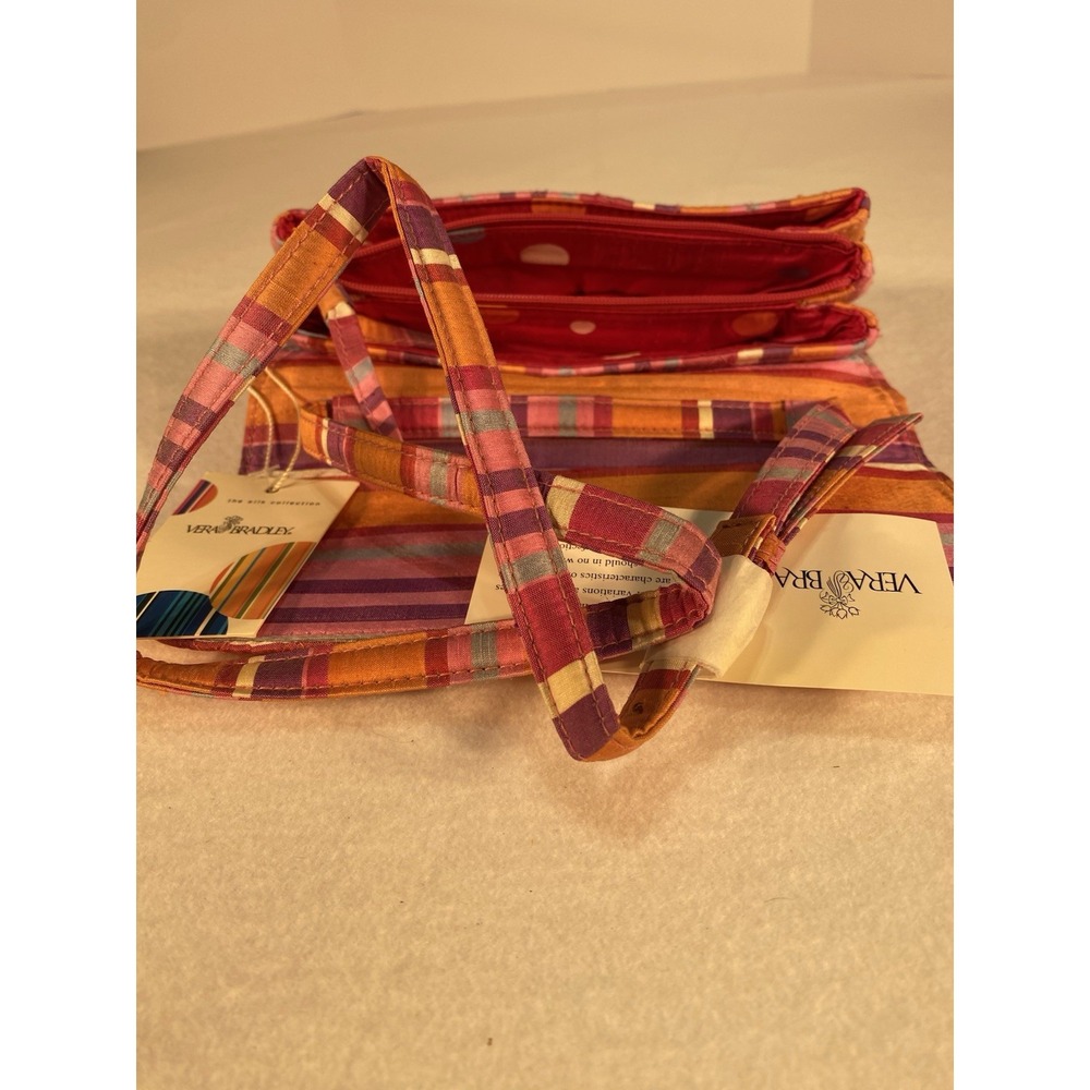 Vera Bradley Silk Collection Shoulder Bag NWT Quilted Stripe Multi Clutch Purse - Picture 5 of 9